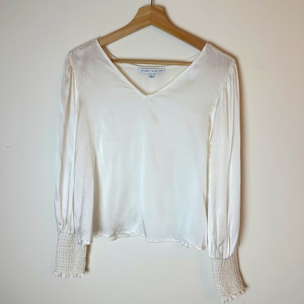 Secret Mission White Silk Blouse